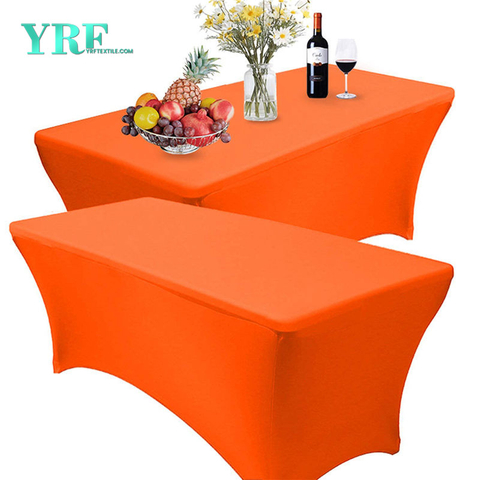Rectangular Fitted Spandex Tablecloth Orange 4ft Pure Polyester Wrinkle Free for Party