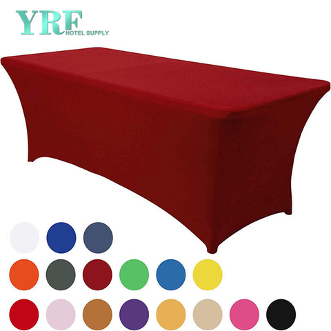 Oblong Stretch Spandex Table Cover Dark Red 4ft/48"L x 24"W x 30"H Polyester For Folding Tables