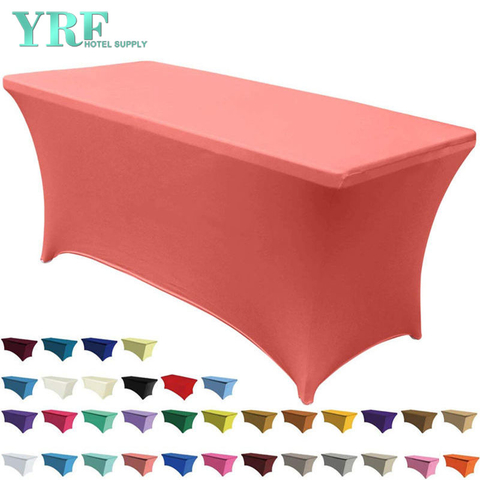 Rectangular Stretch Spandex Table Cover Coral 4ft/48"L x 24"W x 30"H Polyester For Hotel