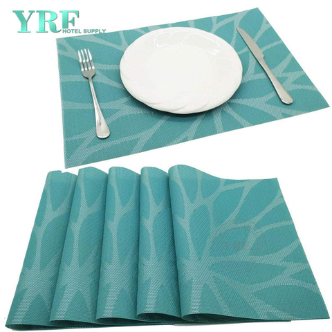 Cheap Rectangular Woven Washable Dries very quickly Blue Flower Table Mats
