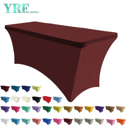 Oblong Stretch Spandex Table Cover Bright Brown 6ft/72"L x 30"W x 30"H Polyester For Folding Tables