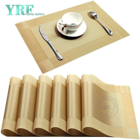 Modern Rectangular Woven Washable Non-fading Gold Placemats