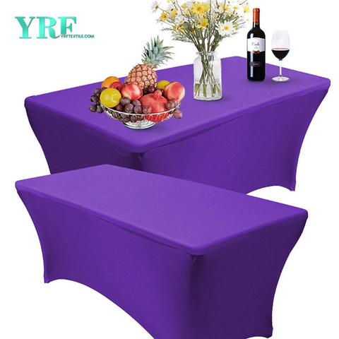 Rectangular Fitted Spandex Tablecloth Purple 4ft Pure Polyester Wrinkle Free For Hotel