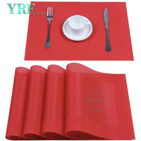 Banquet Rectangular Vinyl Washable Stain Resistant Red Border Table Mats