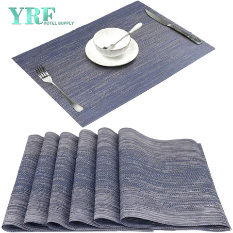 Holiday Rectangular Vinyl Non-fading Not Mildew Blue And Gray Table Mats