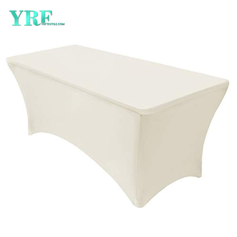 Rectangular Fitted Spandex Table Cover Ivory 6ft Pure Polyester Wrinkle Free for Party