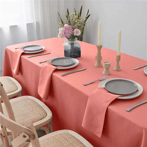 Rectangle Table Cloth Pure Coral 90x156 inch 100% Polyester Wrinkle Free for Hotel