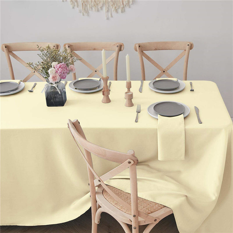Rectangle Table Cloth Light Yellow 90x156 inch Pure 100% Polyester Wrinkle Free for Parties