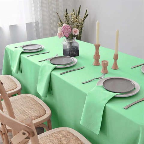 Rectangle Tablecloth Light Green 90x132 inch Pure 100% Polyester Wrinkle Free for Parties