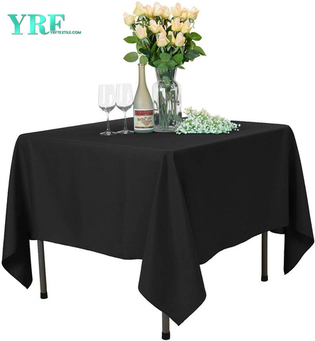 Square Table Cloths Pure Black 54x54 inch Pure 100% Polyester Wrinkle Free For Weddings