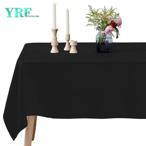 Oblong Table Cloths Pure Black 60x102 inch 100% Polyester Wrinkle Free For Weddings