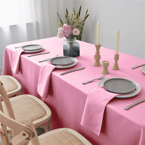 Rectangle Table Cloths Pure Pink 70x120 inch 100% Polyester Wrinkle Free For Weddings
