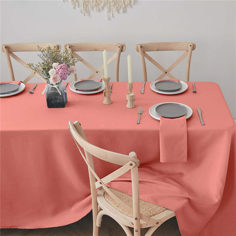 Rectangle Table Cloth Pure Coral 90x132 inch 100% Polyester Wrinkle Free for Hotel
