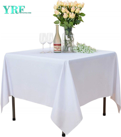 Square Table Cloth Pure White 85x85 inch 100% Polyester Wrinkle Free For Hotel