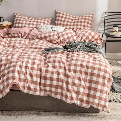 Home Textile Luxury Smooth Simple Style Cotton Fabric Bedding Plaid