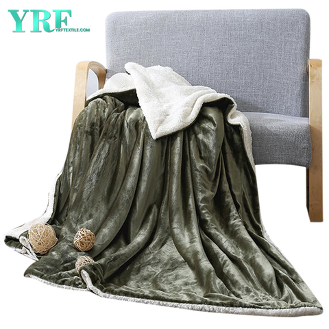 Bedding Throws Blanket Polyester Microfiber Warm Army Green&White For Queen Size