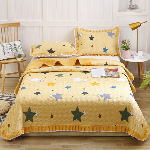 Hotel Product Yellow Bedspread Set Queen Size Lightweight for All Season