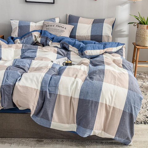 Home Bedding Cotton Bed Sheet Set Simple Style Wholesale Plaid