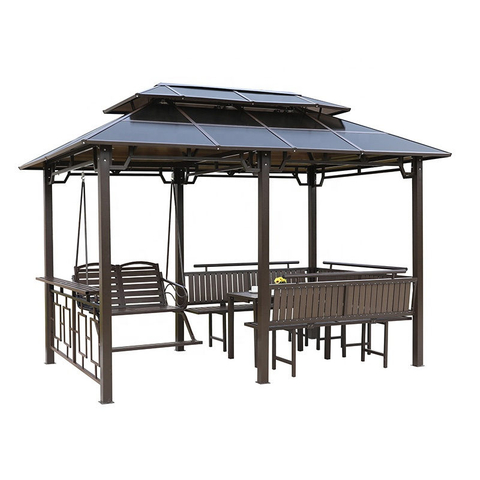 Factory Directly Sale Double Roof with curtains Outdoor Gazebo for patios