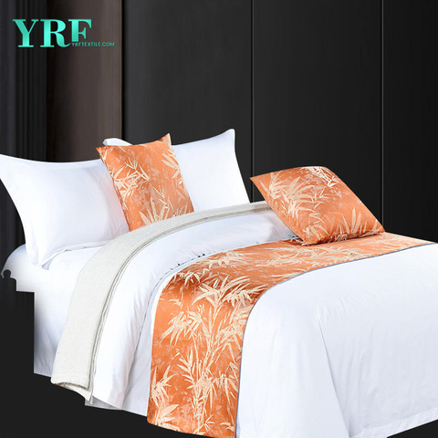 Hotel Double Room New Style Yarn-Dyed Dark Orange Jacquard Decoration Bed Flags